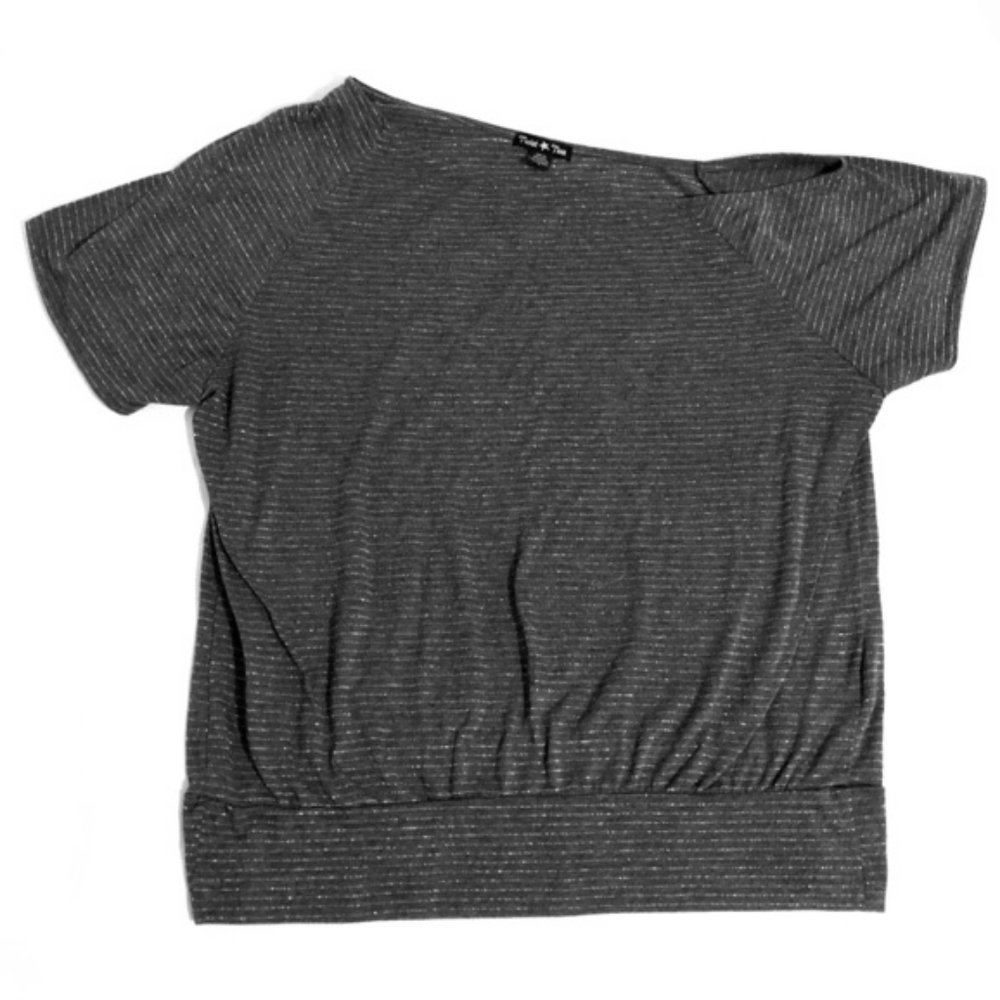 Torrid Twisted Tees One Shoulder Grey Silver Top